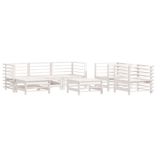 Set Salotto da Giardino 7 pz Bianco in Legno Massello di Pino 3186236