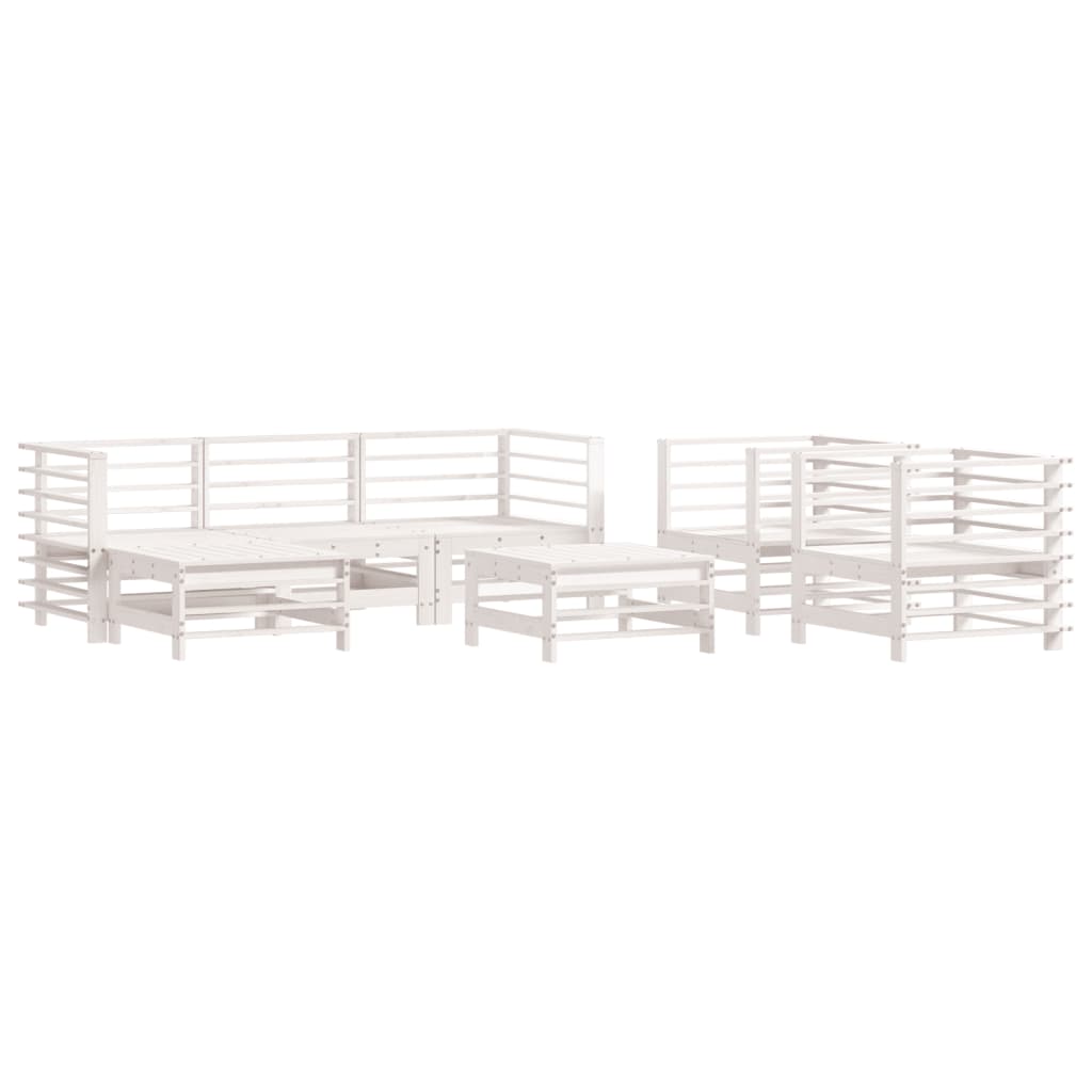 Set Salotto da Giardino 7 pz Bianco in Legno Massello di Pinocod mxl 70012