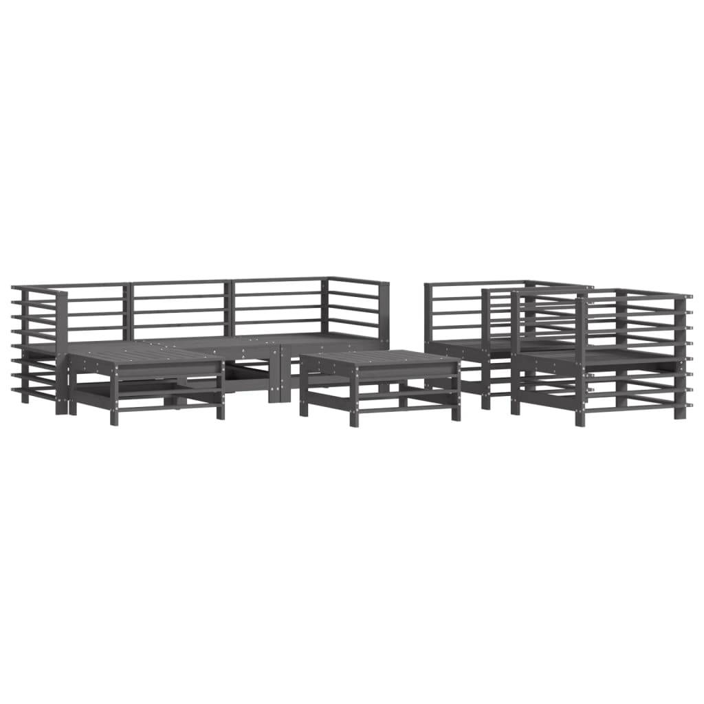 Set Salotto da Giardino 7 pz Grigio in Legno Massello di Pino 3186237