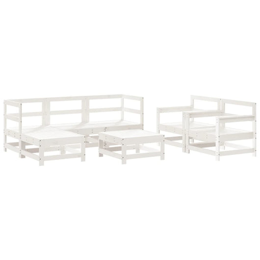 Set Salotto da Giardino 7 pz Bianco in Legno Massello di Pino 3186243