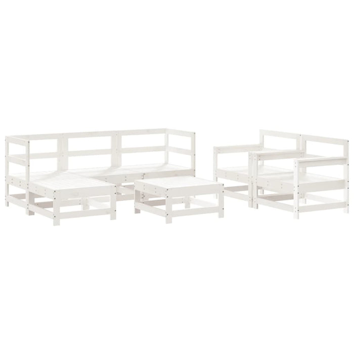 Set Salotto da Giardino 7 pz Bianco in Legno Massello di Pino 3186243