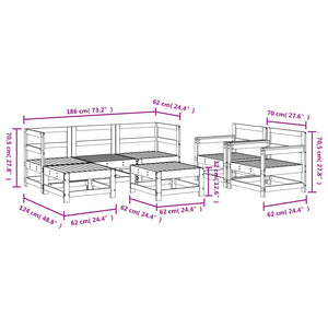 Set Salotto da Giardino 7 pz Bianco in Legno Massello di Pino 3186243