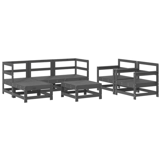 Set Salotto da Giardino 7 pz Grigio in Legno Massello di Pino 3186244