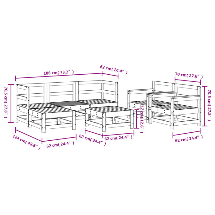 Set Salotto da Giardino 7 pz in Legno Impregnato di Pino 3186248