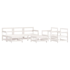 Set Salotto da Giardino 7 pz Bianco in Legno Massello di Pino 3186250