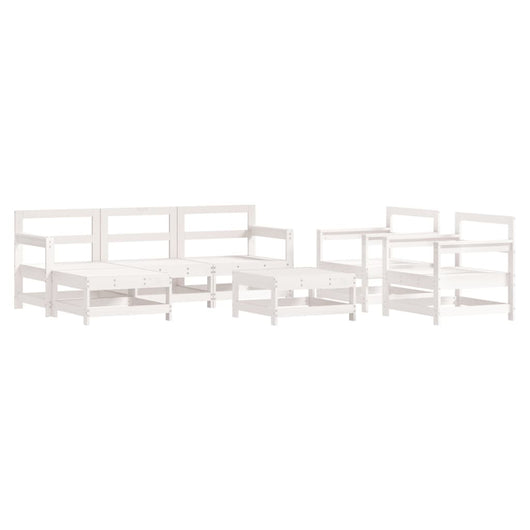 Set Salotto da Giardino 7 pz Bianco in Legno Massello di Pino 3186257