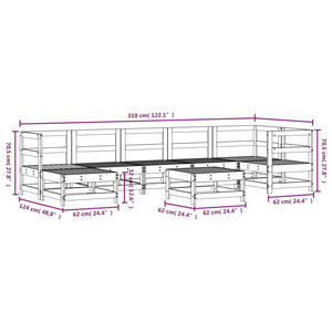 Set Salotto da Giardino 8 pz in Legno Massello di Pino Bianco 3186271