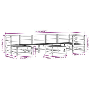 Set Salotto da Giardino 8pz in Legno Massello di Pino Miele 3186273