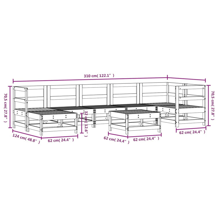 Set Salotto da Giardino 8 pz in Legno Impregnato di Pino 3186276