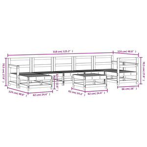 Set Salotto da Giardino 8 pz in Legno Massello di Pino Bianco 3186285