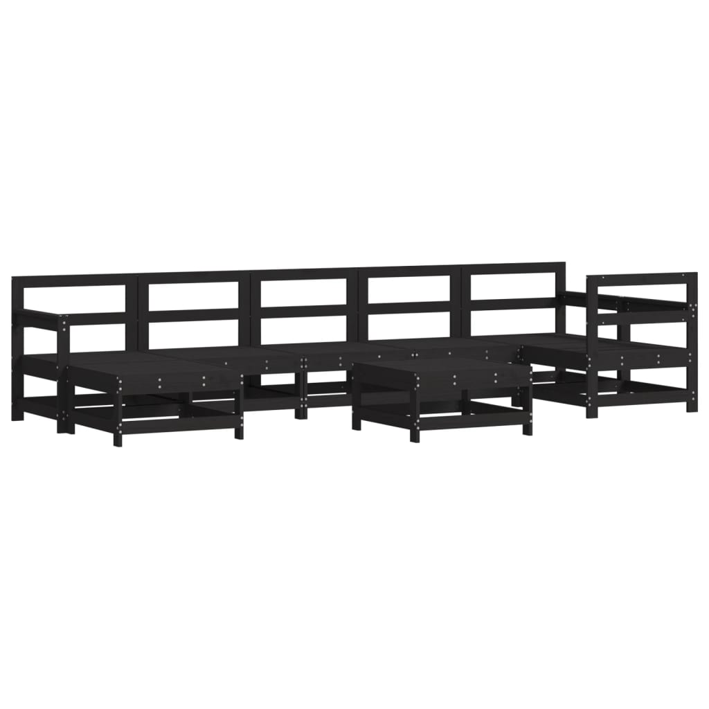 Set Salotto da Giardino 8 pz in Legno Massello di Pino Nero 3186288