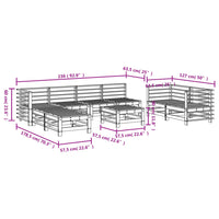 Set Salotto da Giardino 9 pz Grigio in Legno Massello di Pino 3186300