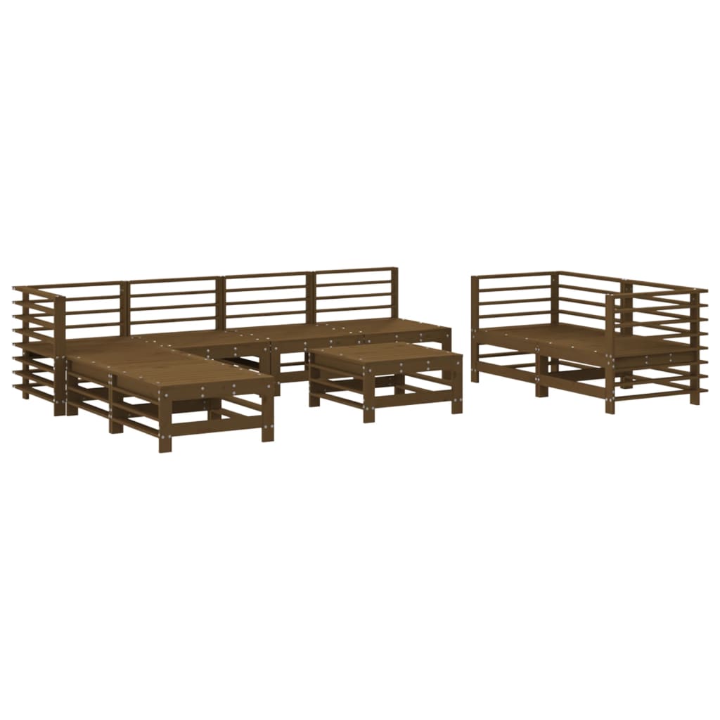 Set Salotto da Giardino 9 pz Miele in Legno Massello di Pino 3186301