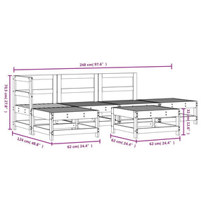 Set Salotto da Giardino 6 pz Bianco in Legno Massello di Pino 3186313