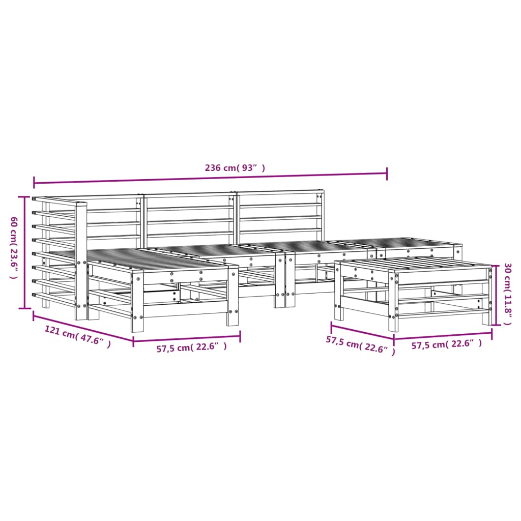 Set Salotto da Giardino 6 pz in Legno Massello di Douglas 3186331