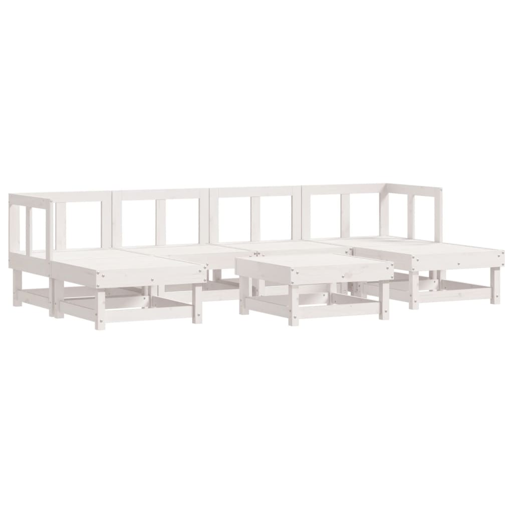 Set Salotto da Giardino 7 pz Bianco in Legno Massello di Pino 3186341