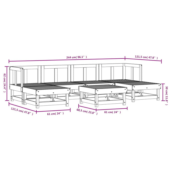 Set Salotto da Giardino 7 pz in Legno Impregnato di Pino 3186353