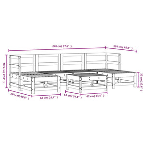 Set Salotto da Giardino 7 pz Bianco in Legno Massello di Pino 3186362