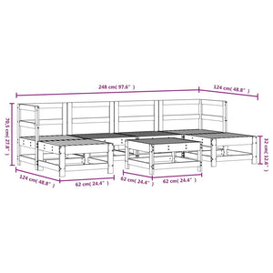 Set Salotto da Giardino 7 pz Grigio in Legno Massello di Pino 3186363