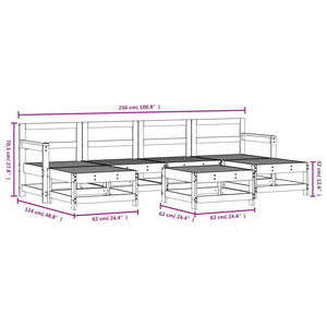 Set Salotto da Giardino 7 pz Bianco in Legno Massello di Pino 3186369