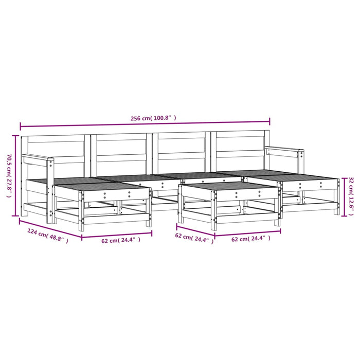 Set Salotto da Giardino 7 pz Bianco in Legno Massello di Pino 3186369