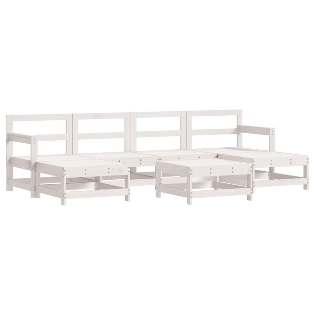 Set Salotto da Giardino 7 pz Bianco in Legno Massello di Pino 3186376