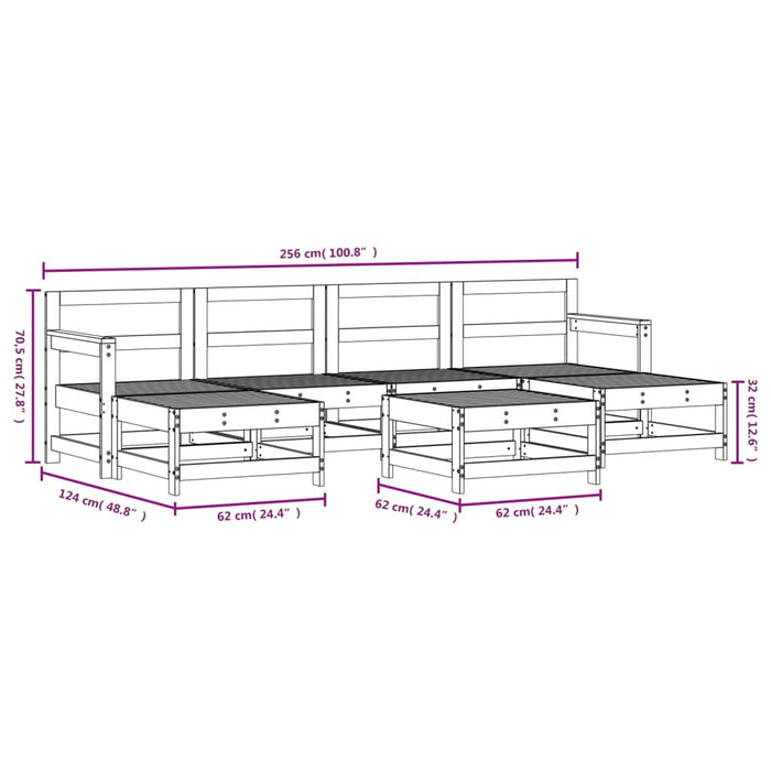 Set Salotto da Giardino 7 pz Grigio in Legno Massello di Pino 3186377