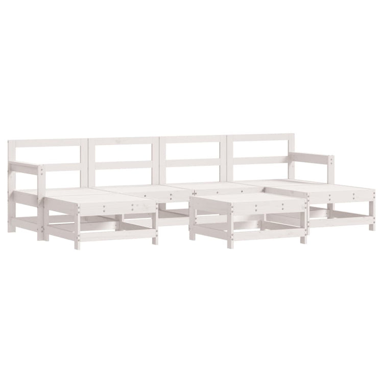 Set Salotto da Giardino 7 pz Bianco in Legno Massello di Pino 3186383