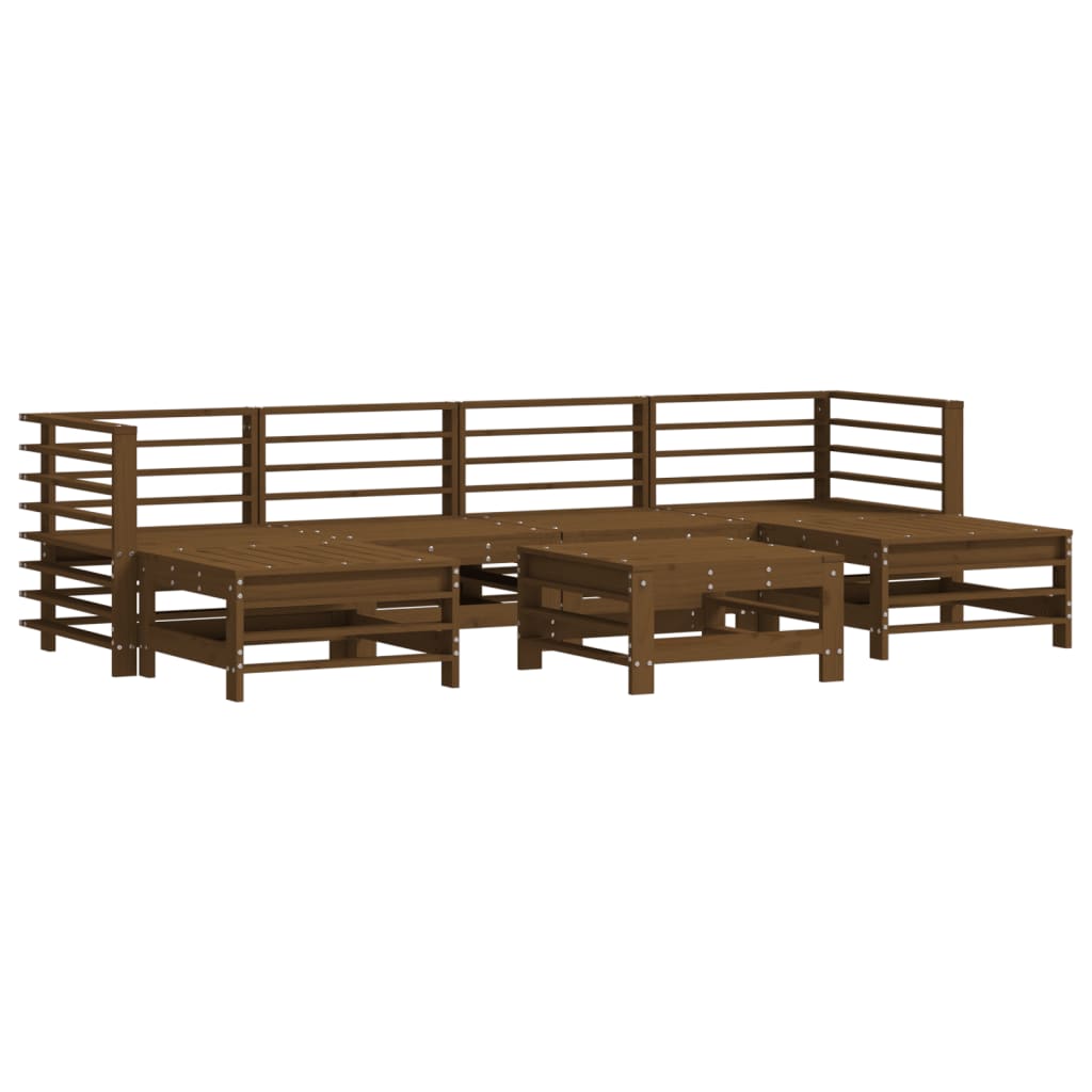 Set Salotto da Giardino 7 pz Miele in Legno Massello di Pino 3186399