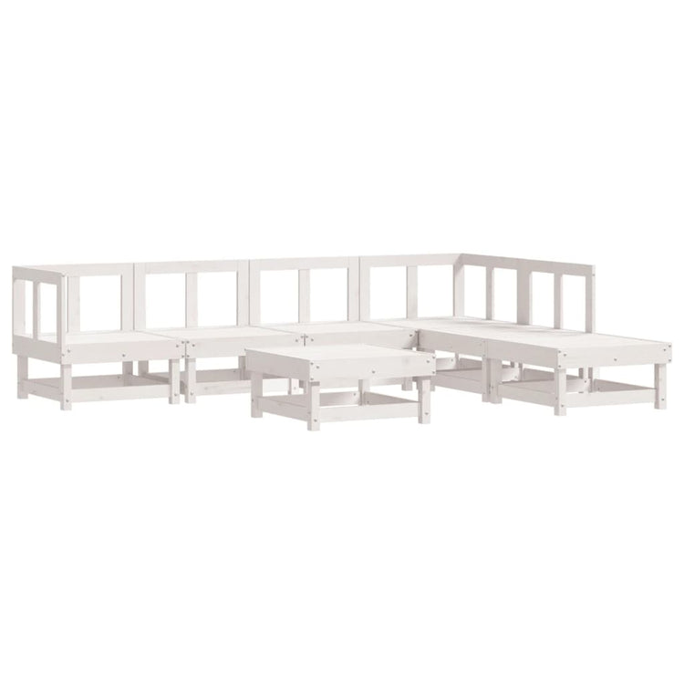 Set Salotto da Giardino 7 pz Bianco in Legno Massello di Pinocod mxl 117924