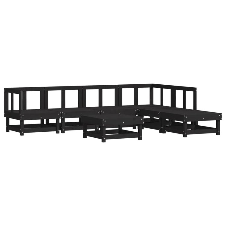 Set Salotto da Giardino 7 pz Nero in Legno Massello di Pino 3186407