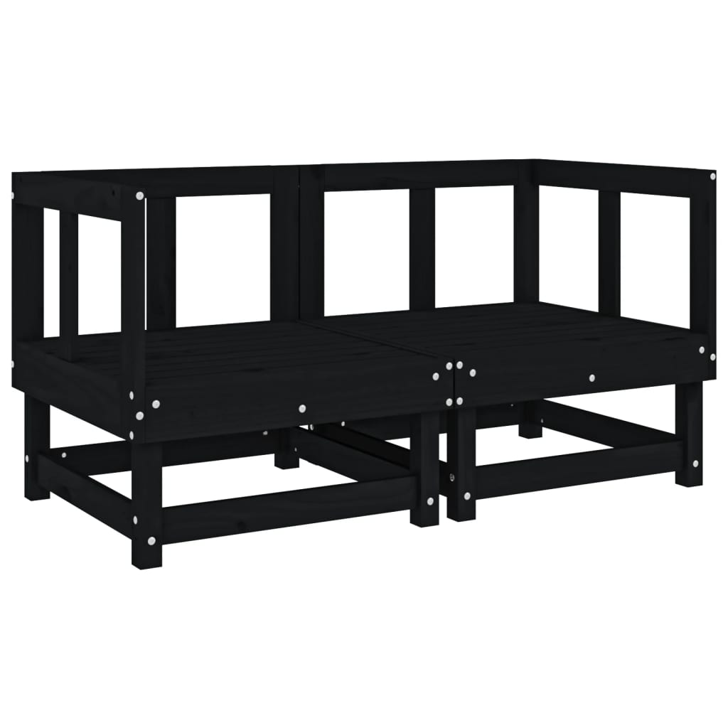 Set Salotto da Giardino 7 pz Nero in Legno Massello di Pino 3186407