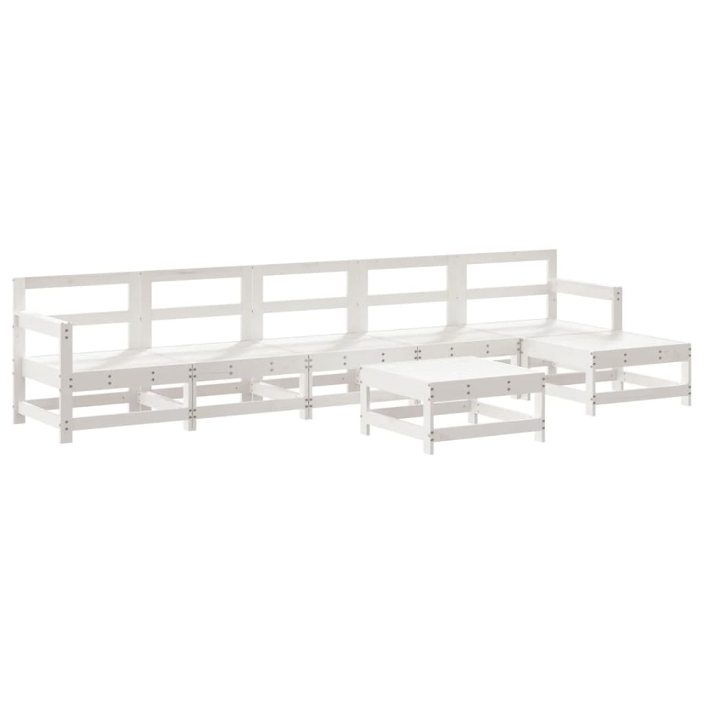 Set Salotto da Giardino 7 pz Bianco in Legno Massello di Pino 3186418