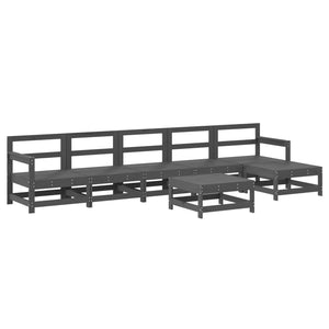 Set Salotto da Giardino 7 pz Grigio in Legno Massello di Pino 3186419