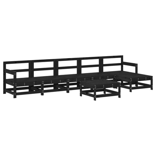 Set Salotto da Giardino 7 pz Nero in Legno Massello di Pino 3186428