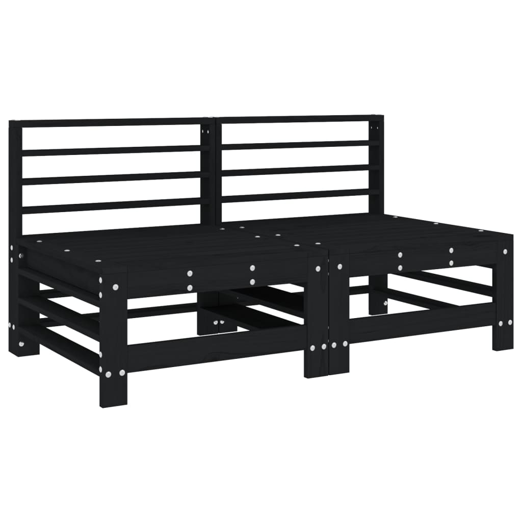 Set Salotto da Giardino 7 pz Nero in Legno Massello di Pino 3186442