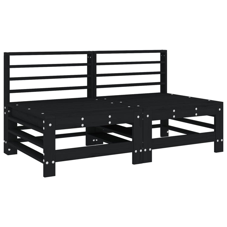 Set Salotto da Giardino 7 pz Nero in Legno Massello di Pino 3186442