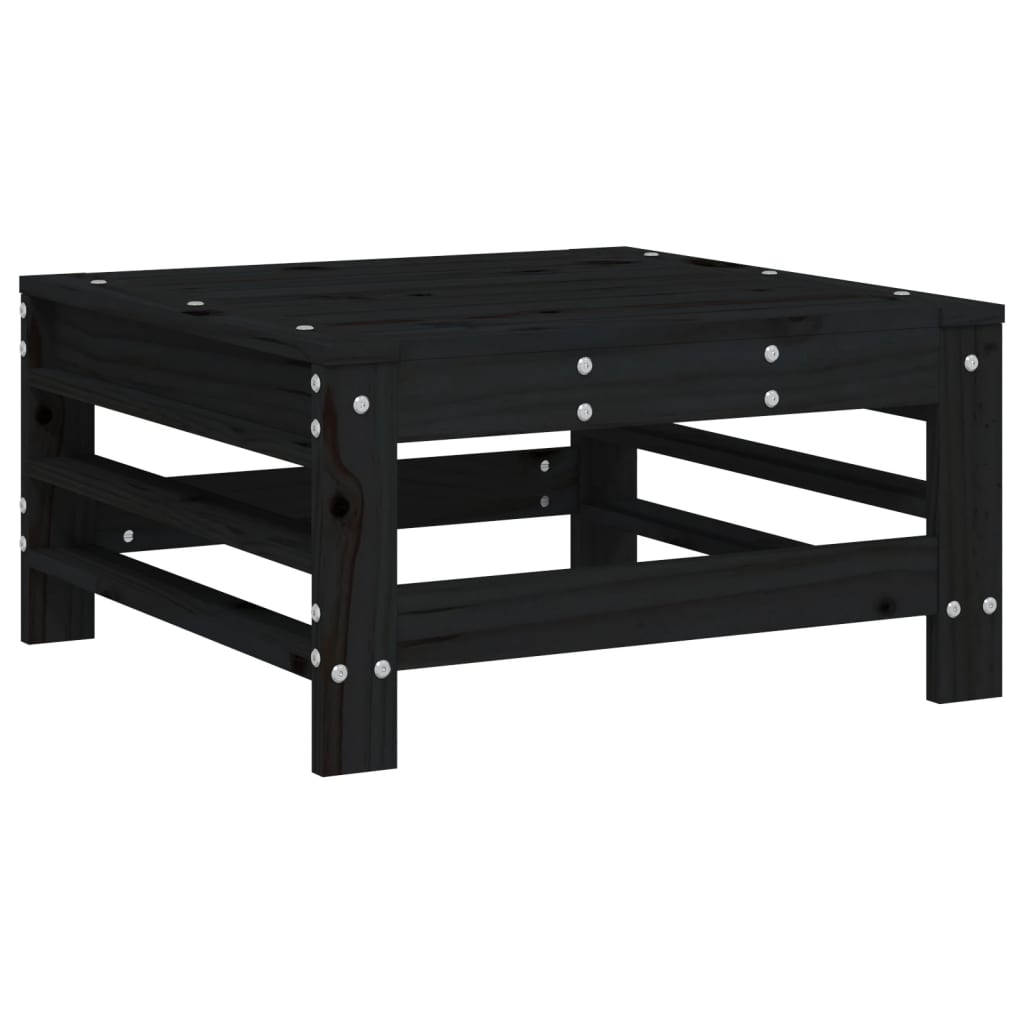 Set Salotto da Giardino 7 pz Nero in Legno Massello di Pino 3186442