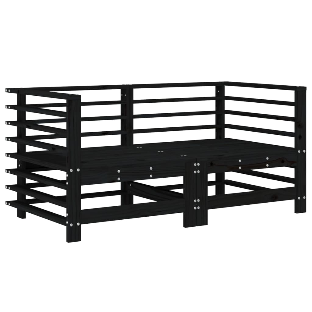 Set Salotto da Giardino 7 pz Nero in Legno Massello di Pino 3186442