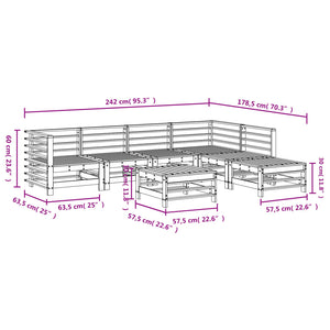 Set Salotto da Giardino 7 pz Nero in Legno Massello di Pino 3186442