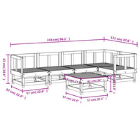 Set Salotto da Giardino 6 pz Grigio in Legno Massello di Pino 3186447