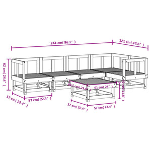 Set Salotto da Giardino 6 pz Grigio in Legno Massello di Pino 3186447