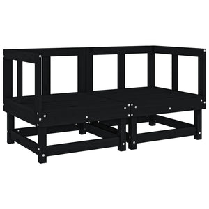 Set Salotto da Giardino 6 pz Nero in Legno Massello di Pino 3186449