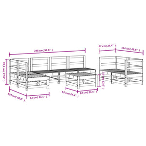 Set Salotto da Giardino 8 pz in Legno Massello di Pino Bianco 3186453