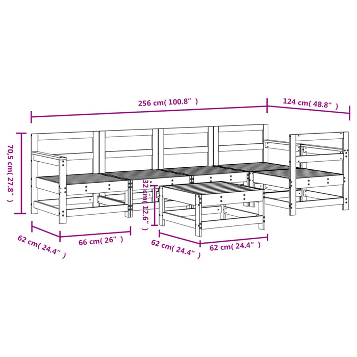 Set Salotto da Giardino 6 pz in Legno Massello di Pino 3186459