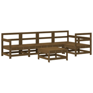 Set Salotto da Giardino 6 pz Miele in Legno Massello di Pino 3186462