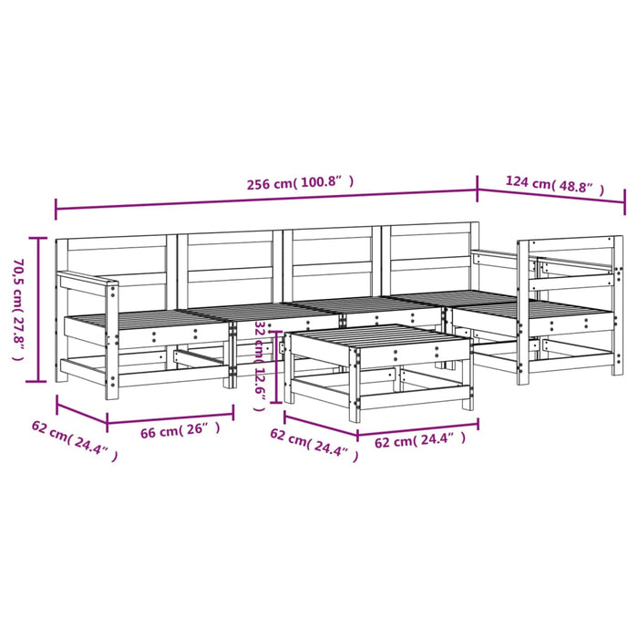 Set Salotto da Giardino 6 pz Miele in Legno Massello di Pino 3186462