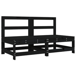 Set Salotto da Giardino 6 pz Nero in Legno Massello di Pino 3186470