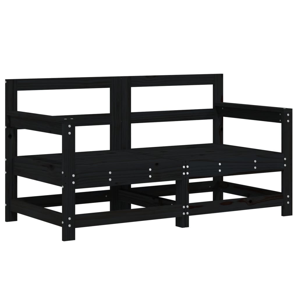 Set Salotto da Giardino 6 pz Nero in Legno Massello di Pino 3186470