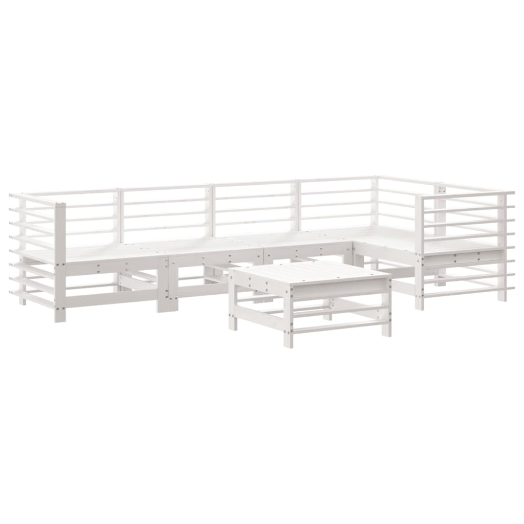 Set Salotto da Giardino 6 pz Bianco in Legno Massello di Pinocod mxl 93996